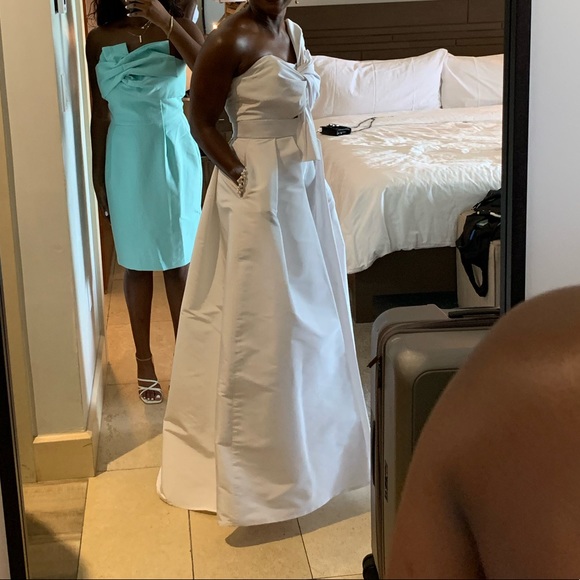 Alexia Maria María Silk Faille Twisted Bow Jumpsuit with Convertible Skirt - Picture 4 of 5